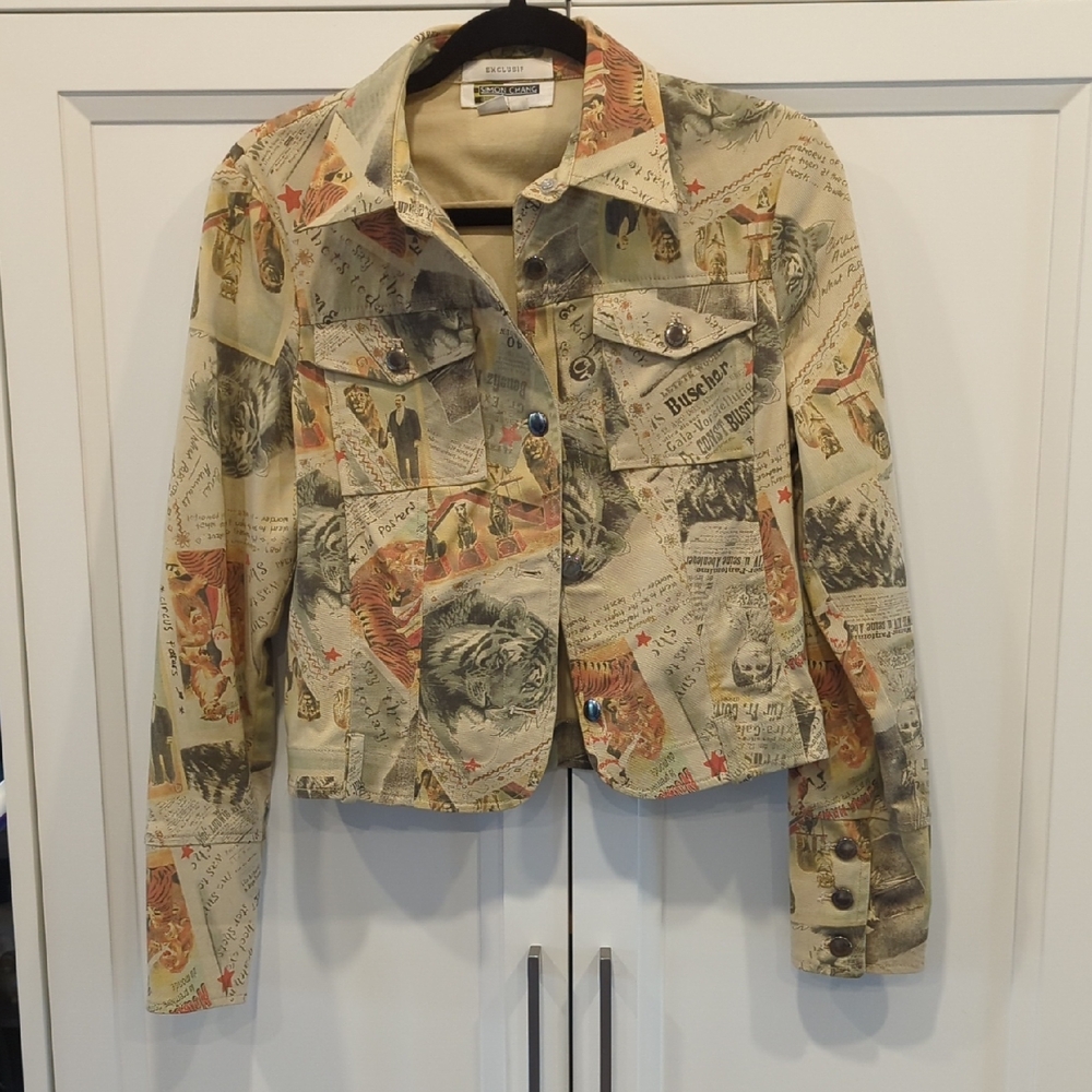 Simon Chang Multicolor Print Jean Jacket
